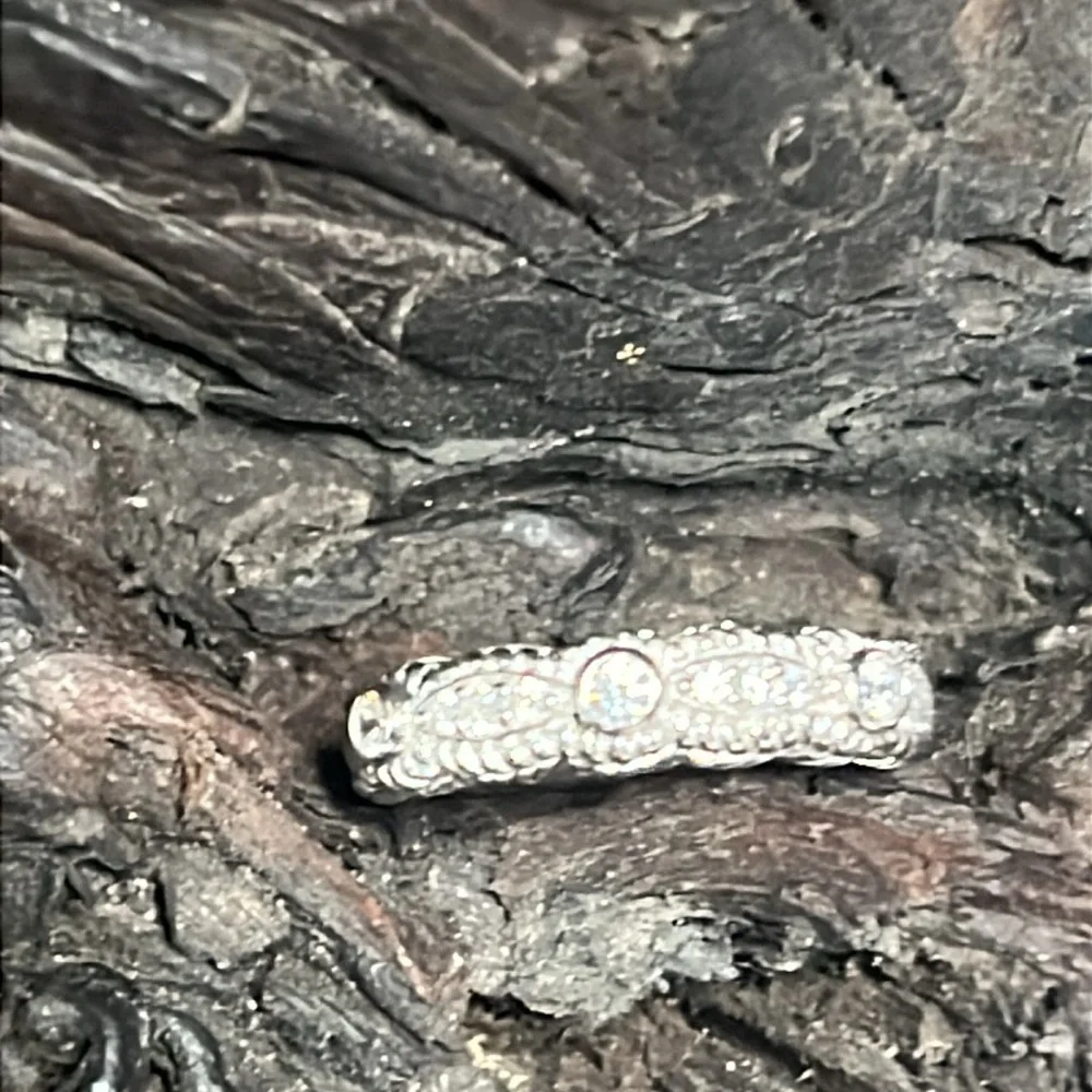 C111 Judith Ripka Sterling Silver Rope Band CZ  Ring Textured Design sz10 - Picture 3 of 8